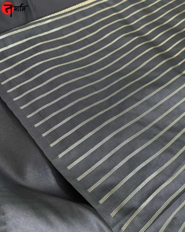 Golden Black Banarasi Silk Saree - Image 8