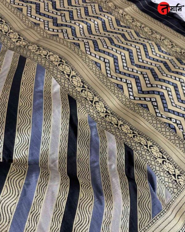 Golden Black Banarasi Silk Saree - Image 5