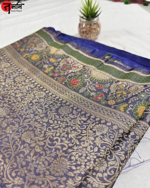 Royal Blue Banarasi Silk Saree - Zari Work - Image 4