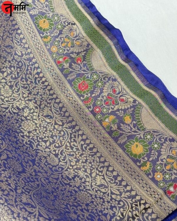 Royal Blue Banarasi Silk Saree - Zari Work - Image 5