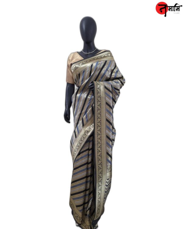 Golden Black Banarasi Silk Saree - Image 2