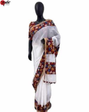Cotton Saree with Kalamkari Border