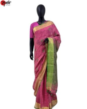 Pink Linen Ball Line Saree