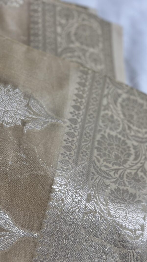 Golden Butta Work Soft Silk Banarasi Saree - Image 2