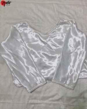 White Satin Silk Pearl Blouse