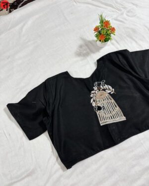 Balck with bird cage - Embroidery Blouse