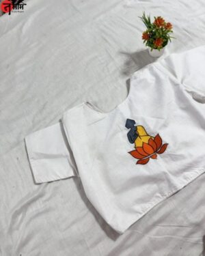 White with Buddha - Embroidery Blouse