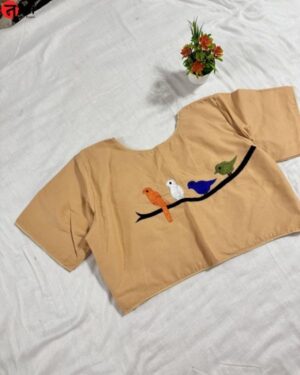 Beige with Birds - Embroidery Blouse