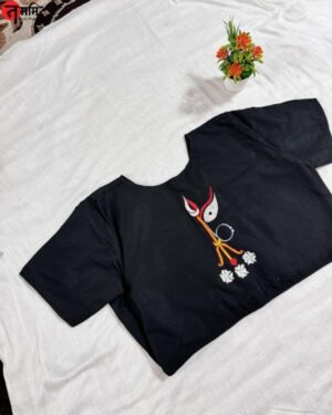 Black with Colourful Durga - Embroidery Blouse