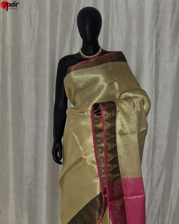 Beige Banarsi Cotton Silk Saree